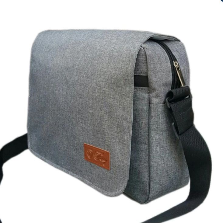 FREESHIP 50K_Túi đeo chéo nam vải bố cao cấp size 36cm màu Xám vừa laptop, tập vở tài liệu a4
