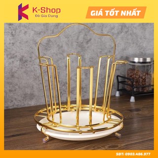 Giá Úp Cốc Mạ Vàng Đẳng Cấp, Sang Trọng Có Khay Hứng Nước [GIÁ SIÊU TỐT]