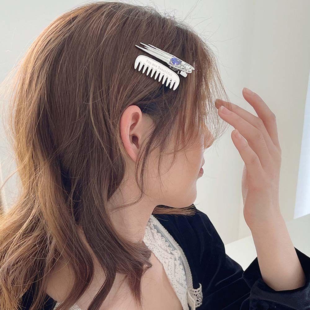 Kẹp Tóc Hình Lược Phong Cách Harajuku Thanh Lịch Cho Nữ|Kẹp Tóc Màu Tím Xinh Xắn Thời Trang|Áo Kiểu Hàn Quốc Thiết Kế Trẻ Trung Cá Tính