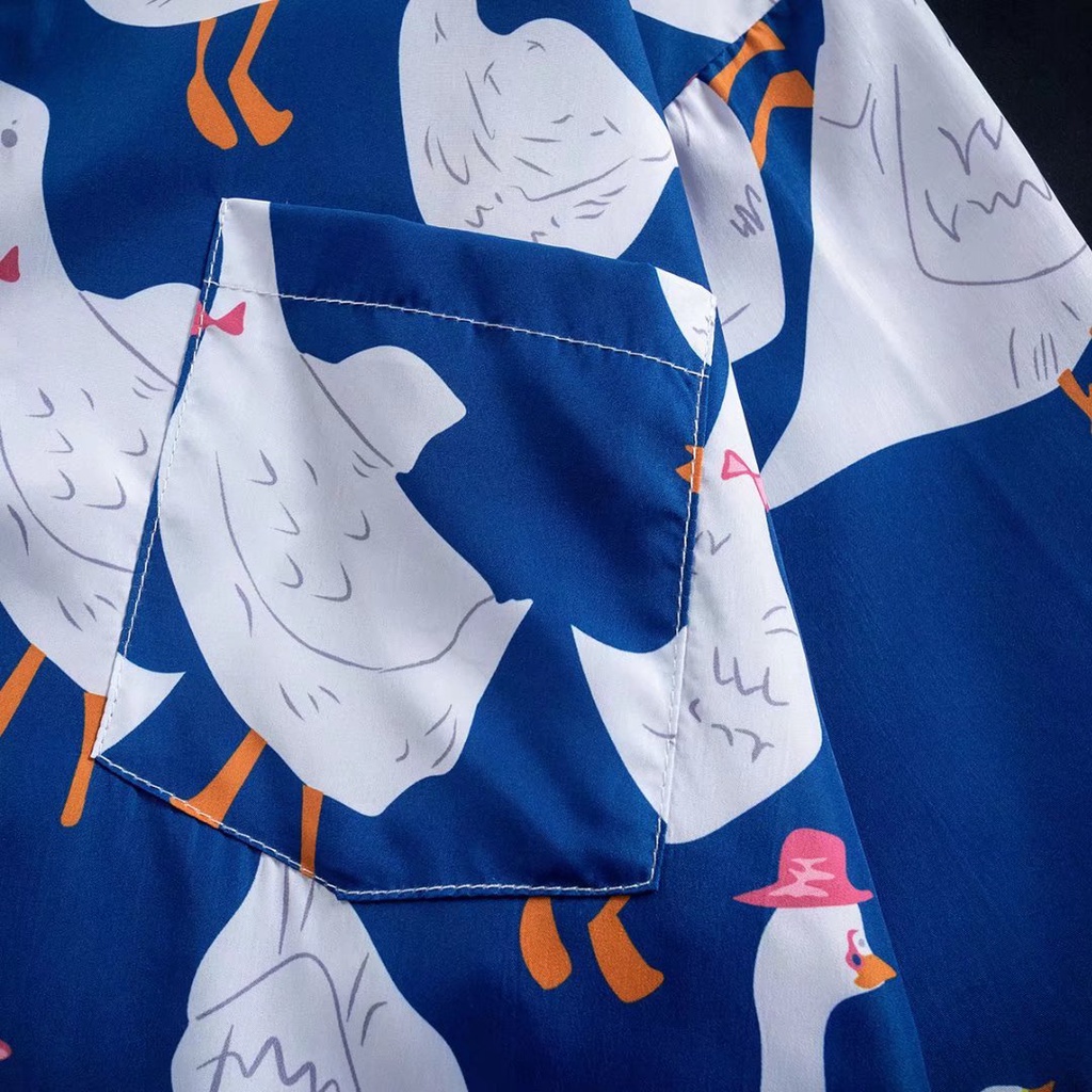 Áo Sơ Mi Tay Ngắn Dáng Rộng Thoáng Khí In Họa Tiết Hoạt Hình Phong Cách Hàn Quốc Thời Trang Mùa Hè Cho Nam