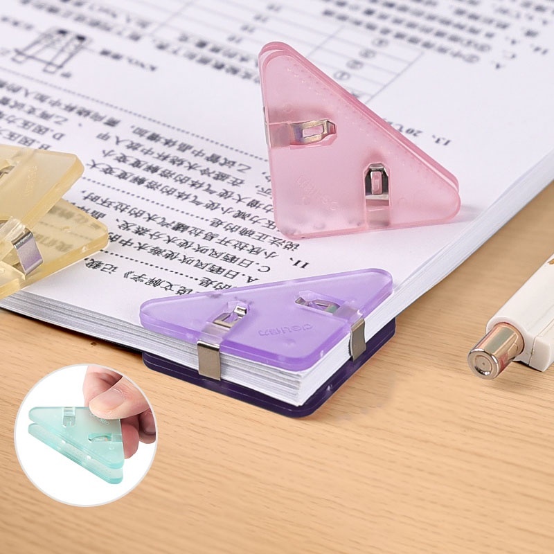 Bộ 4 Kẹp Giấy Hình Tam Giác Bằng Nhựa Màu Sắc Ngọt Ngào Tiện Dụng