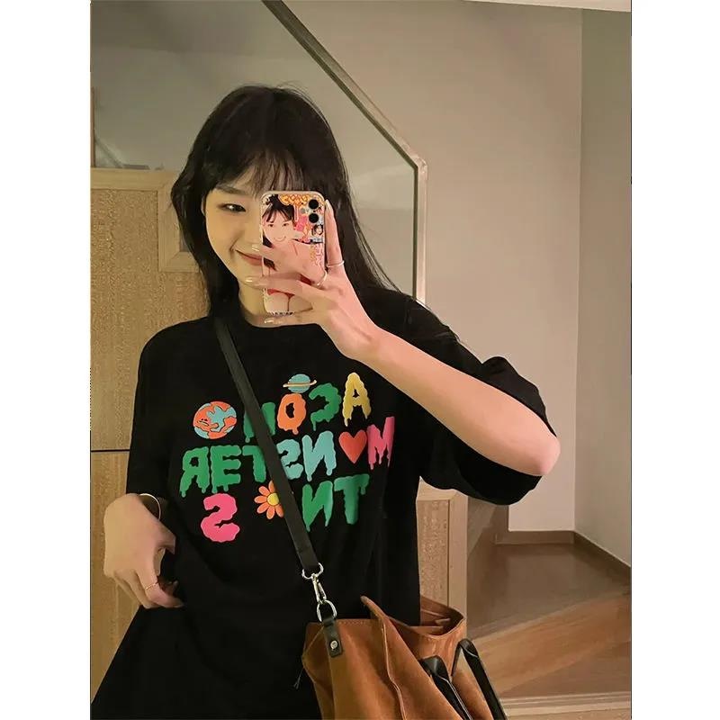 Áo Thun HIIXIIVI 100% cotton Tay Ngắn Cổ Tròn Thời Trang Mùa Hè Phong Cách Hàn Quốc Cho Nữ 2022