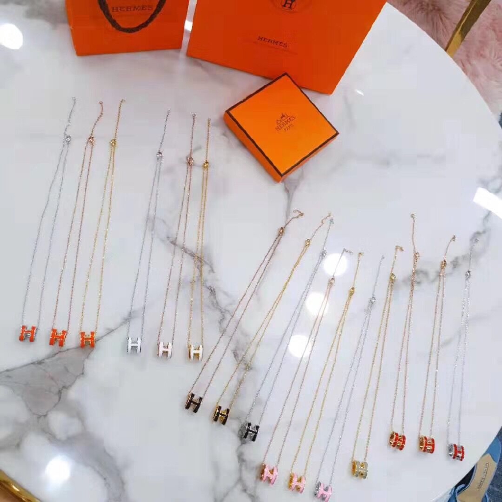 Dây chuyền mặt hình H mạ vàng nhiều màu sang trọng tùy chọn kèm phụ kiện và hộp