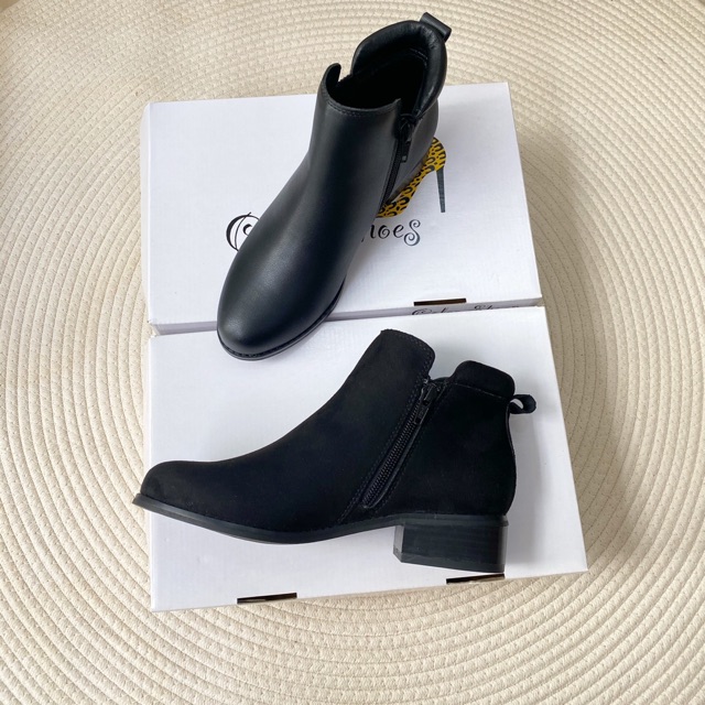 Giày boots nữ cổ ngắn lót lông thời trang cao cấp COLEE gót cao 3cm (Mã SP: BOTCL052)