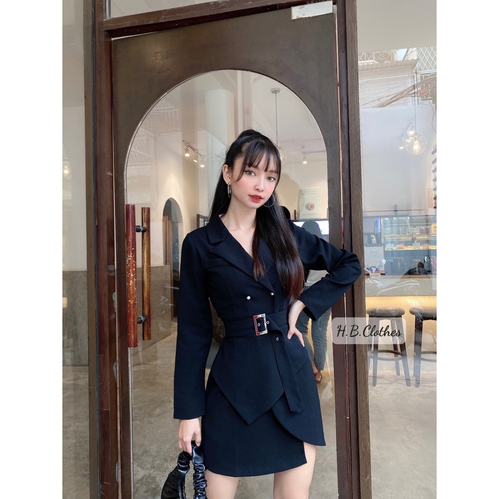 Đầm vest nữ tay dài cao cấp có dây nịt eo sang trọng, đủ size HB D026 | BigBuy360 - bigbuy360.vn