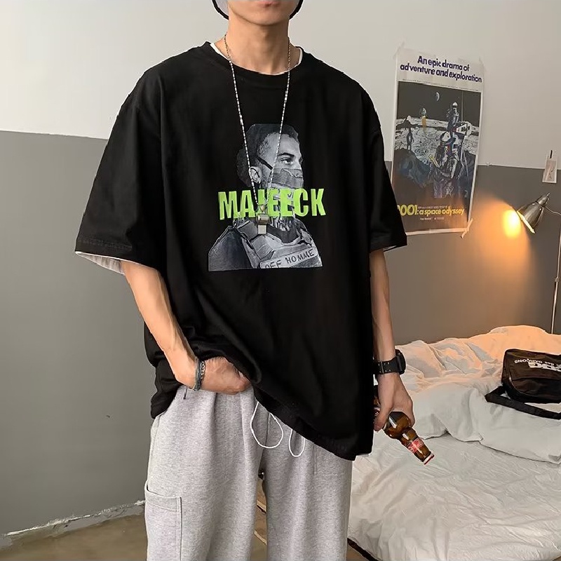 Áo Thun Dáng Rộng In Họa Tiết Hoạt Hình Phong Cách Hàn Quốc Thời Trang Mùa Hè Cho Nam Và Nữ Size M-8XL