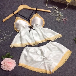 Đồ Ngủ Sexy Nữ-Đồ Ngủ 2 dây chất phi lụa có mút ngực (ảnh +video thật)