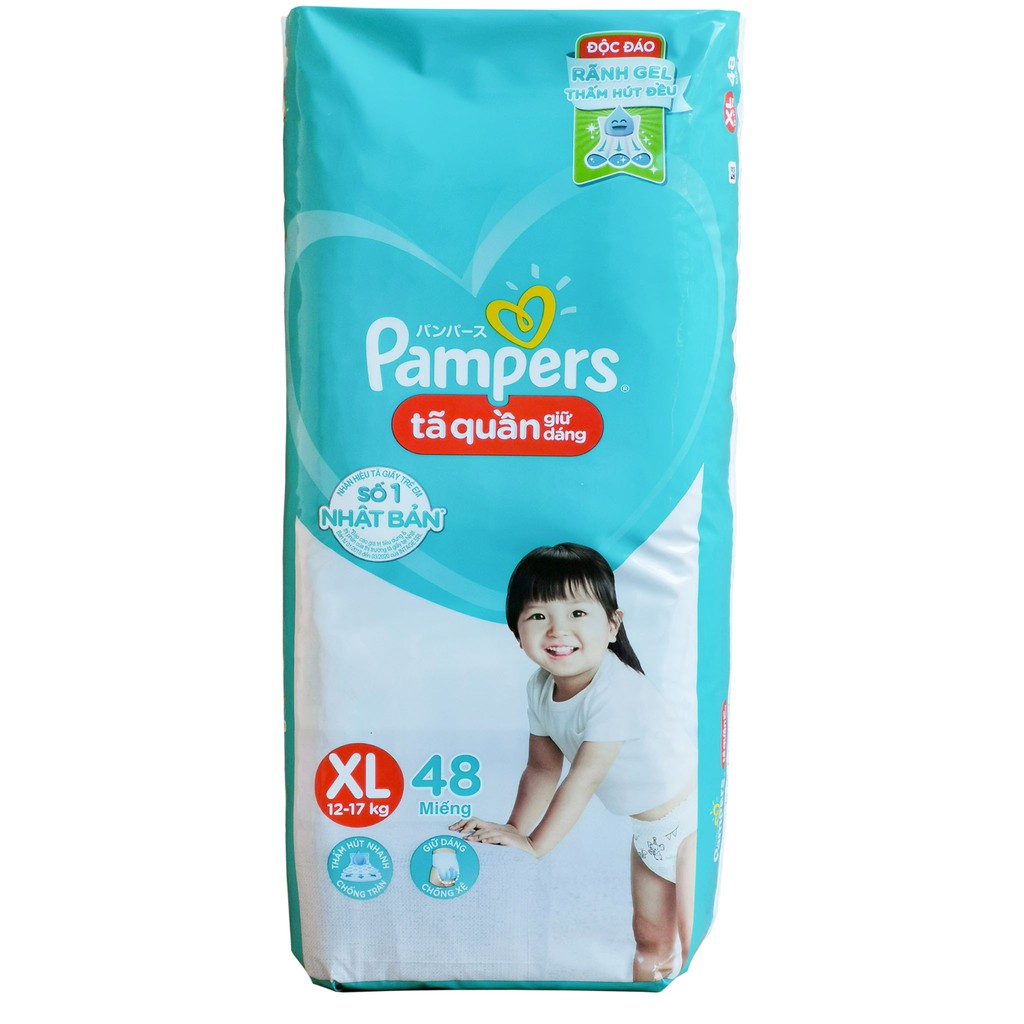 [CHÍNH HÃNG] Bỉm - Tã Quần Pampers Giữ Dáng Size XL48 (Cho bé 12-17kg)