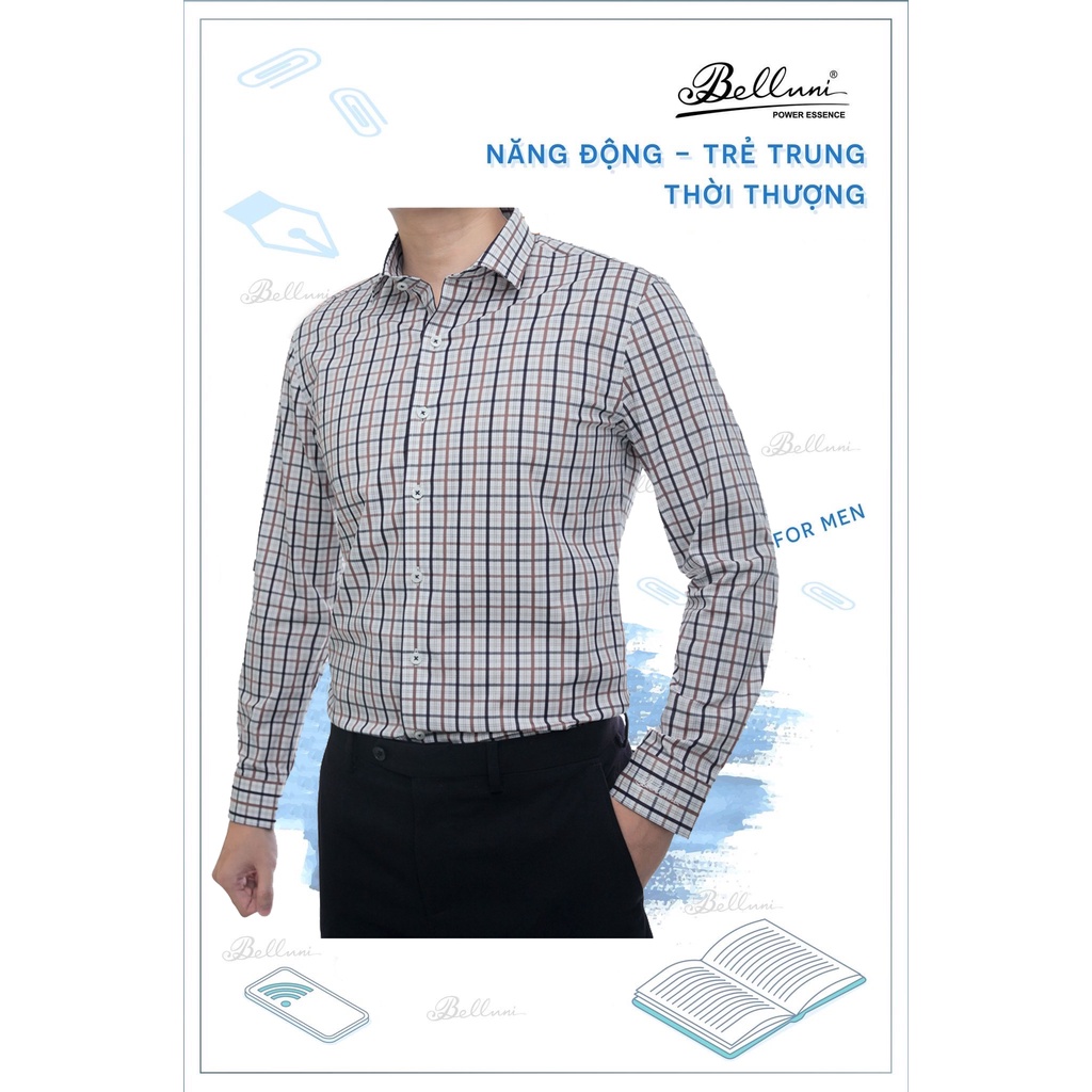 Áo sơ mi nam SlimFit tay dài cao cấp BELLUNI vải sợi tre thoải mái thanh lịch 157 02
