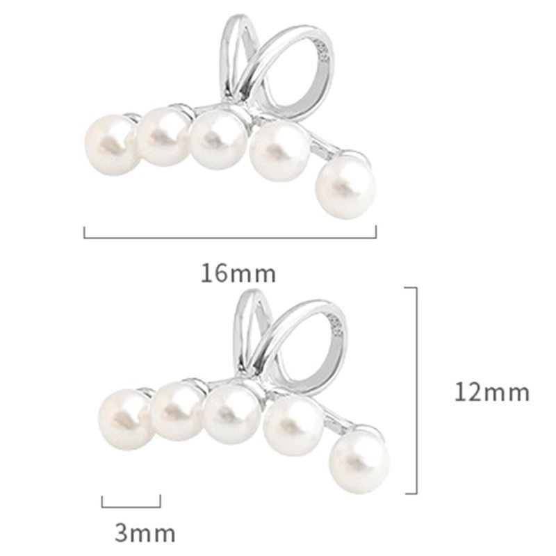 Cặp khuyên kẹp vành tai dạng còng tay/ chữ thập đính ngọc trai giả không cần xỏ lỗ cho nữ