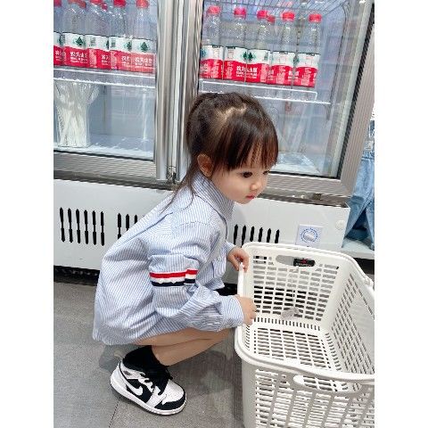 Áo Sơ Mi Dáng Suông Kẻ Sọc Thời Trang Xuân Thu Phong Cách Phương Tây Dành Cho Bé Gái 2022