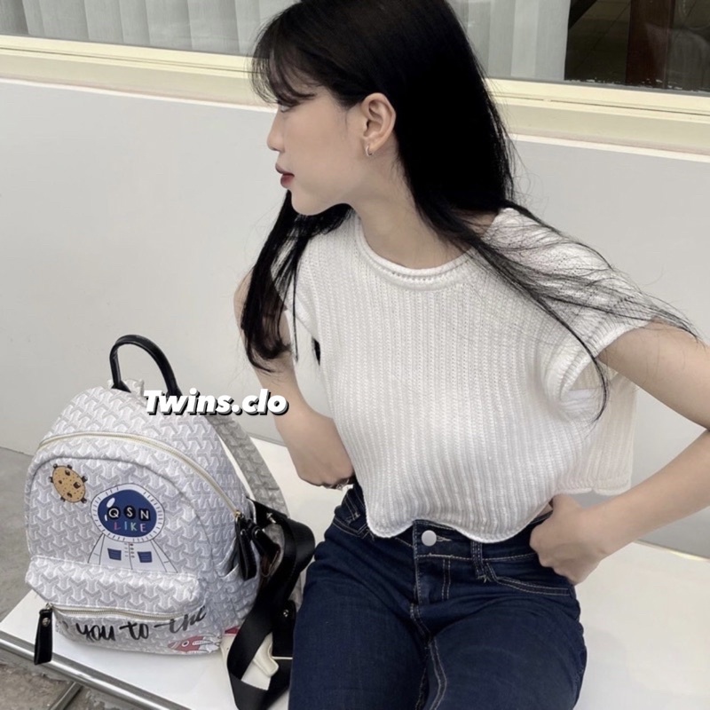 [ SẴN ] Balo Edmond QSN Chính Hãng Backpack Trắng New Season Tặng Kèm Móc Ngựa 🧸