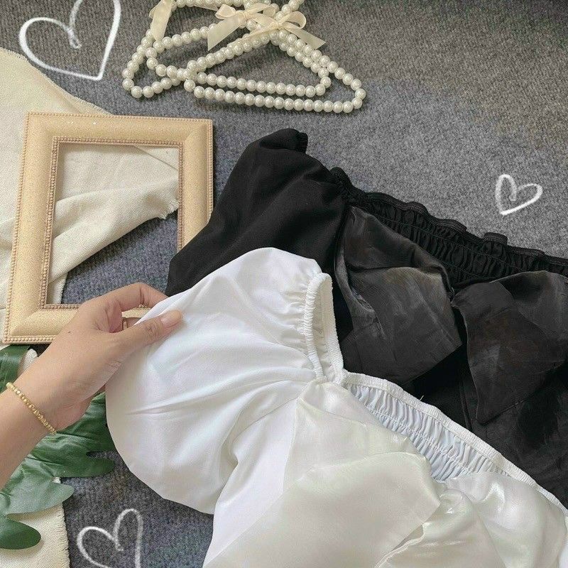 Áo sơ mi ngắn tay phồng đính nơ to (A15&amp;PC)