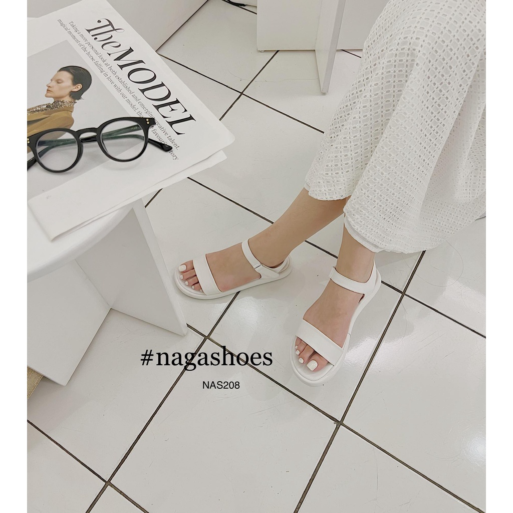 GIÀY SANDAL NAGASHOES QUAI NGANG KHÓA DÁN 2CM NAS208