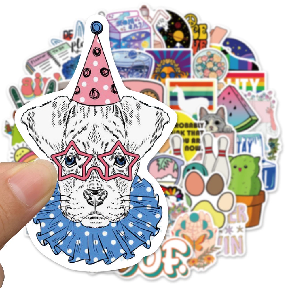 Bộ 10/50 Sticker Hoạt Hình Chống Thấm Nước