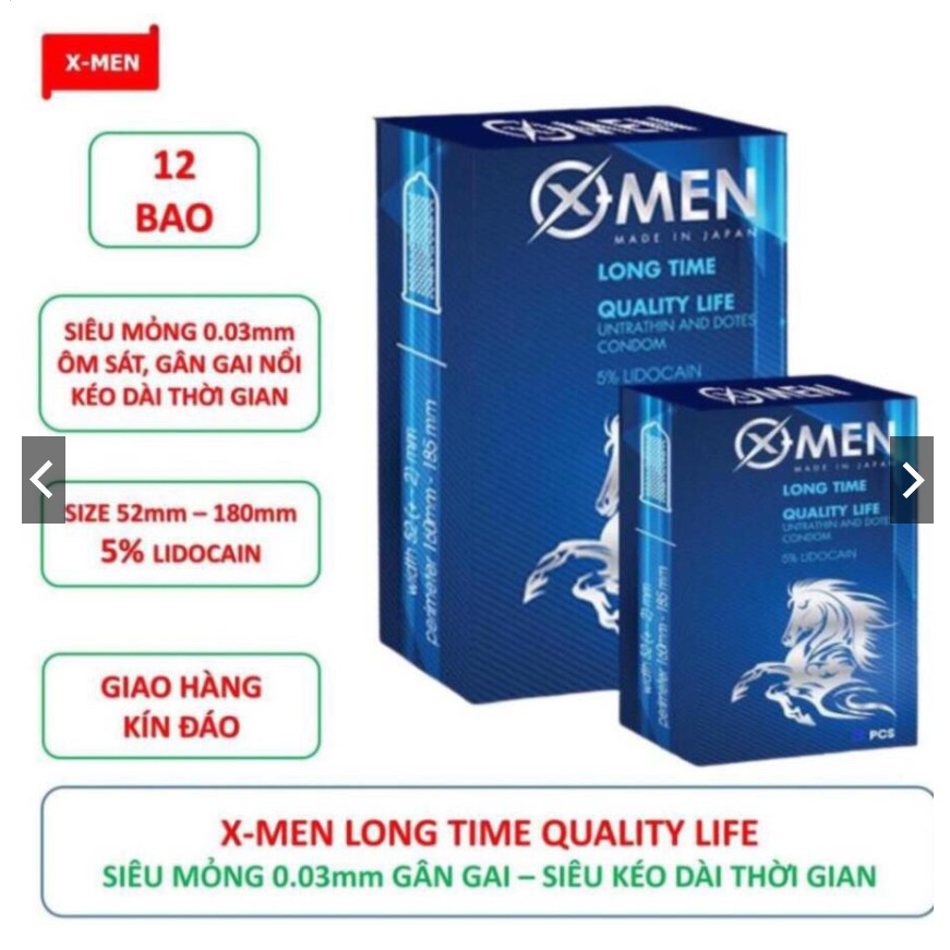 Bao Cao Su XMEN LONG TIME QUALITY LIFE - 5% LIDOCAIN Kéo dài thời gian quan hệ