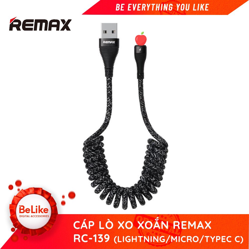 Cáp sạc/Micro/Type-C lò xo xoắn Remax RC-139i/m/a