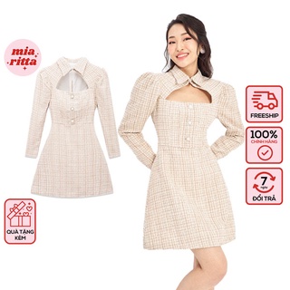 Váy liền Tiarra Tweed Dress In Beige Mia Ritta Pink Club Collection V984
