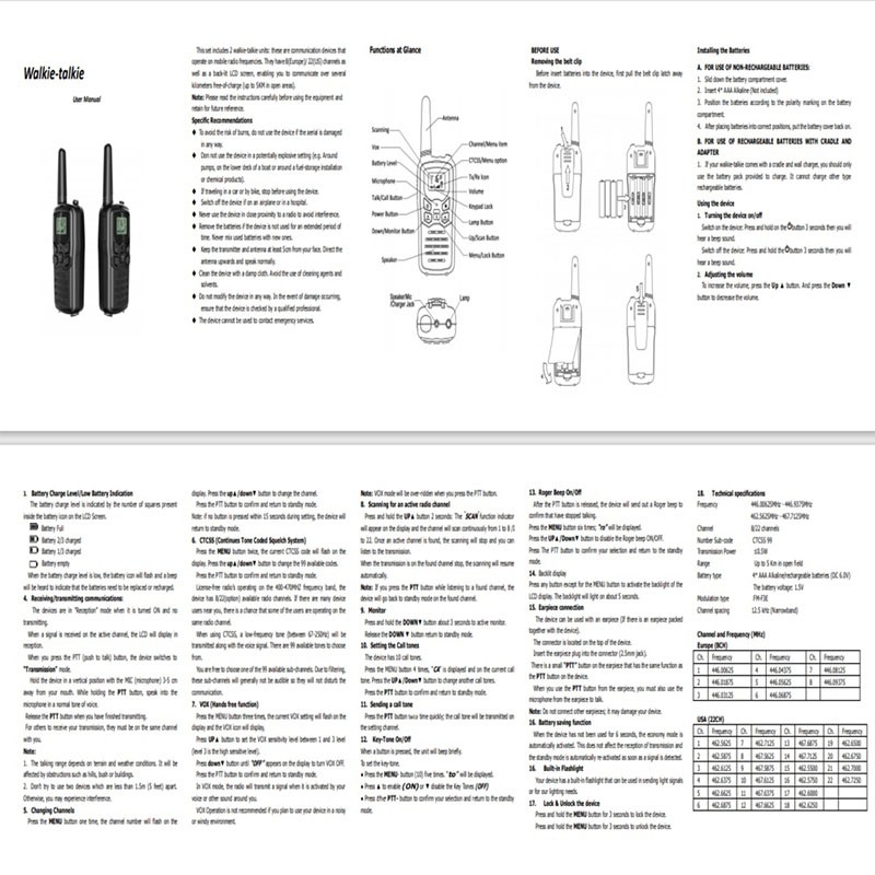 2 chiếc Bộ đàm cầm tay cho người lớn Phạm vi xa lên đến 10 km trong trường mở UHF 400-470 MHz Bộ đàm hai chiều DE hai băng tần 22 kênh FRS / GMRS