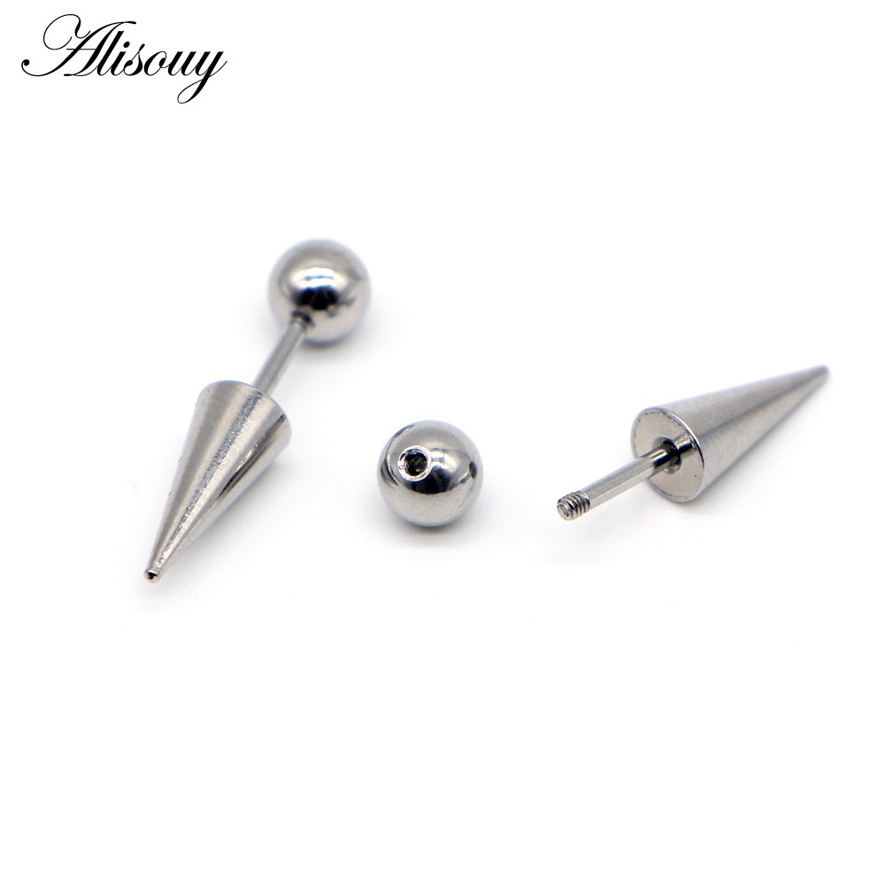 Alisouy Set 2 Khuyên Tai Tròn Đường Kính 6mm Bằng Thép Không Gỉ 6 Màu Cho Nam