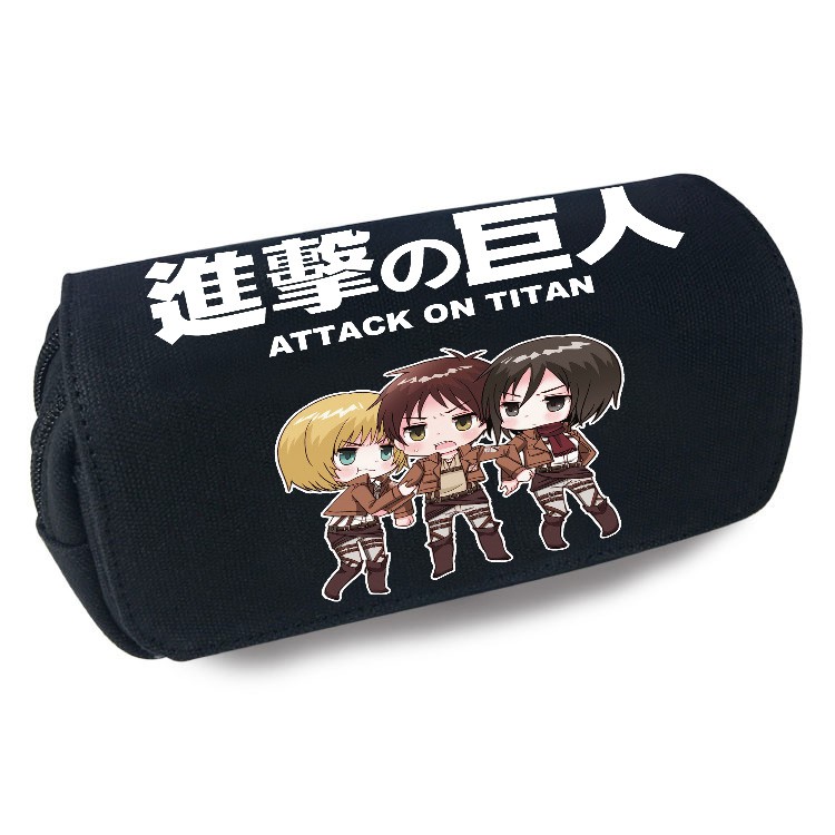 Attack on Titan Cartoon 3D Color Pattern Student Multifunctional Canvas Pencil Bag Birthday Gift