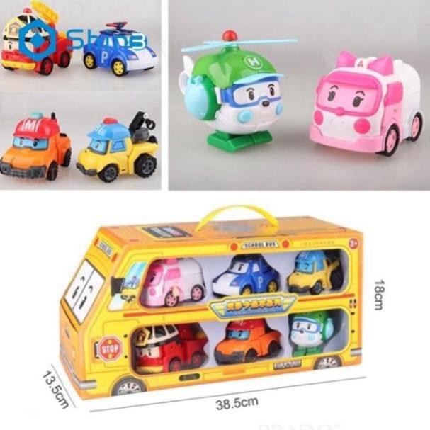 Poli ❤️ Robocar Poli ❤️ Hộp Đồ Chơi Robocar Poli Robot Biến Hình Siêu Xe Robot 6 Trong 1 Cao Cấp Dành Cho Bé