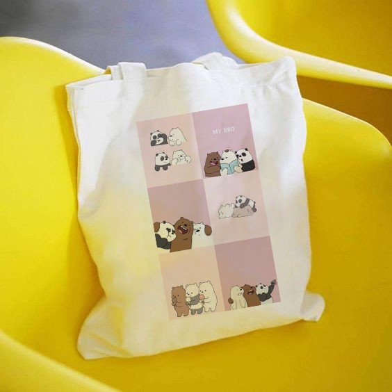 [Mã WAST10K giảm 10K đơn bất kỳ] Túi tote vải bố đeo vai canvas Gấu We Bare Bears