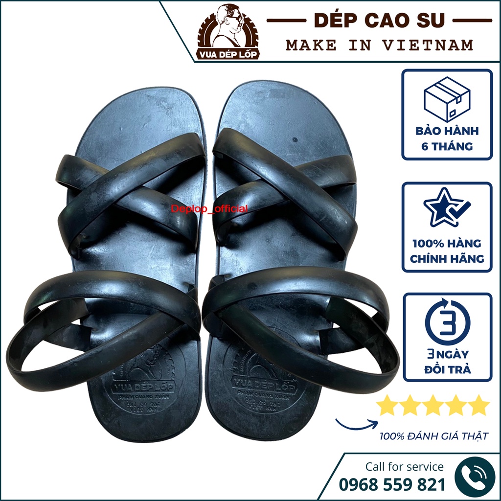 Dép cao su 4 quai chéo có quai hậu thương hiệu deplop_official kiểu dáng nguyên bản quân khu giải phóng DL3