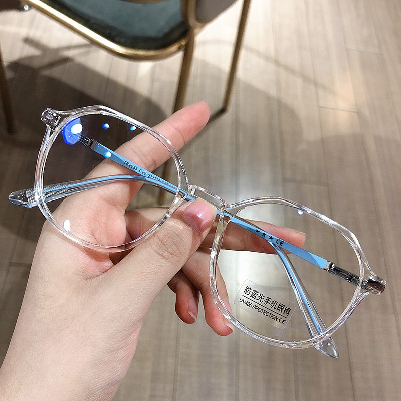 Mắt kính gọng đa giác chống ánh sáng xanh thời trang Hàn Quốc cổ điển cho nữ chất lượng cao
