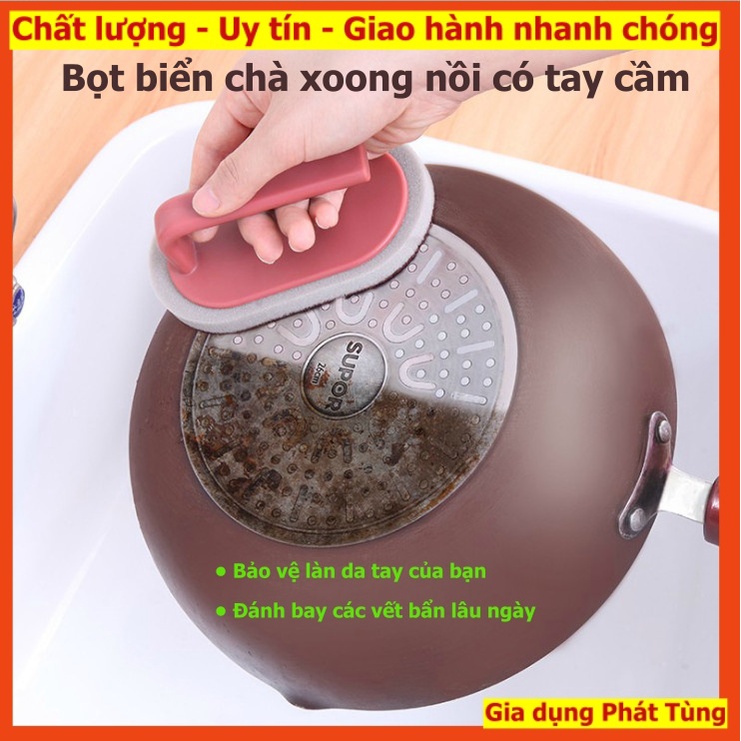 [HCM] Miếng Chà Xoong Nồi Đa Năng Vệ Sinh Xoong Nồi chảo Nhà Bếp Tiện Lợi Có Tay Cầm