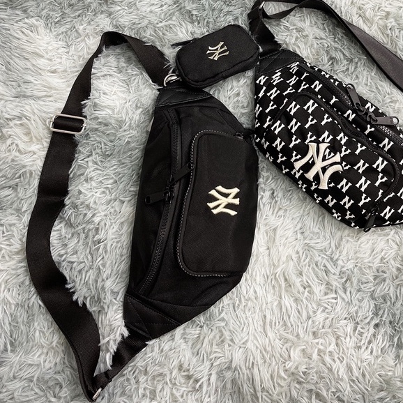 TÚI CHÉO/TÚI BAO TỬ MLB NY MONO WAIST BAG BLACK/MONOGRAM