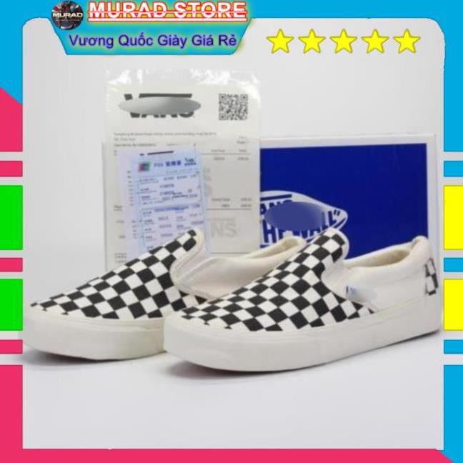 [TẶNG TẨY VỆ SINH+TẤT] GIÀY THỂ THAO SNEAKER V A N S  caro trắng đen slipion full box VRT8 | BigBuy360 - bigbuy360.vn