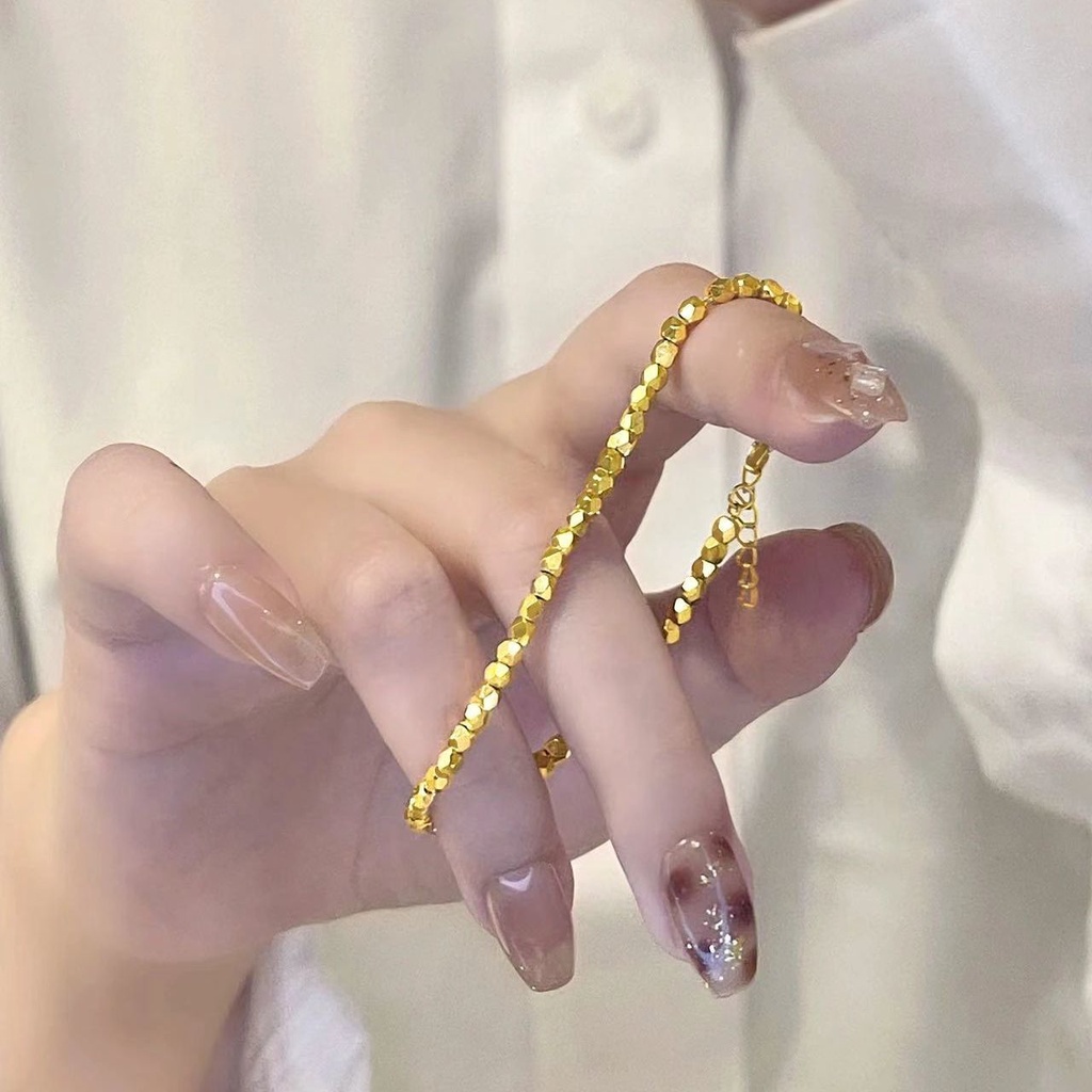 Vòng Tay Mạ Vàng Đính Hạt Vuông Đơn Giản Sang Trọng Cho Nữ