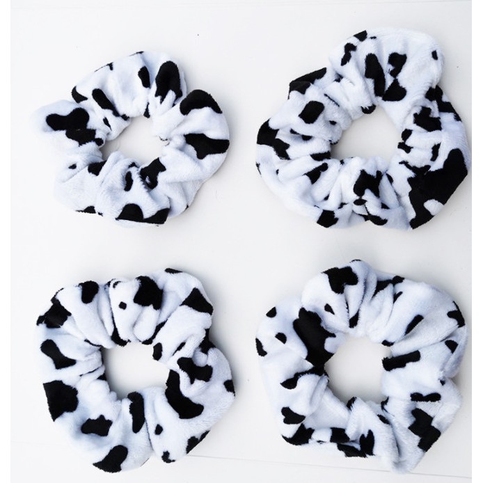 Cột Tóc Scrunchies Bò Sữa Lông Nhung Mềm Mịn