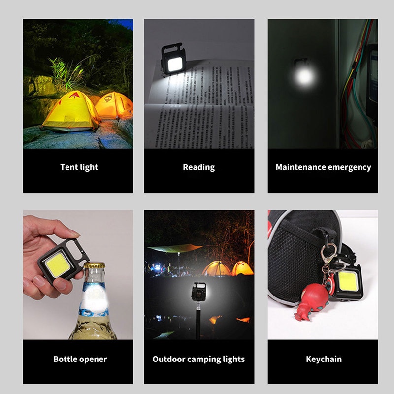 Móc Khóa Đèn LED COB Mini 3 Chế Độ Siêu Sáng Kèm Sạc USB Tiện Dụng Mang Theo Dã Ngoại