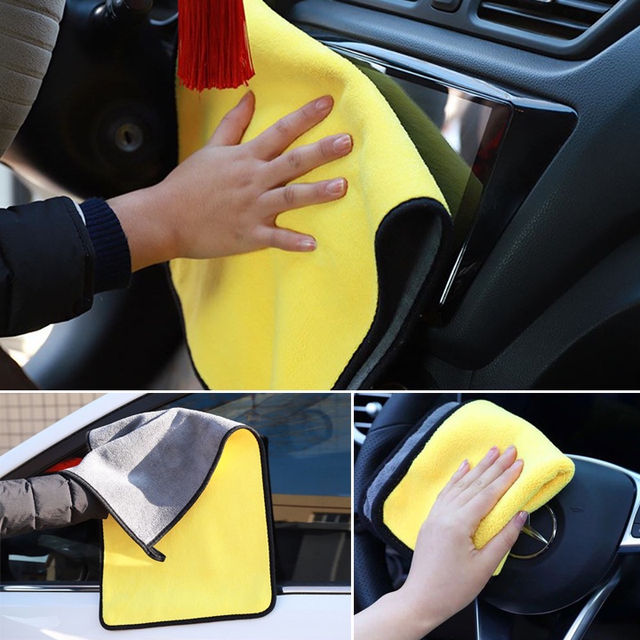 Khăn Lau Xe Hơi Ô Tô Cao Cấp Gia Dụng Đa Năng Siêu Thấm Microfiber, Không rụng lông