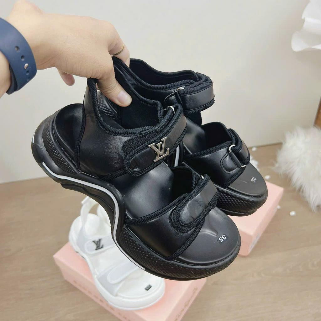 Dép sandal nữ đế cao 5cm lv full box đủ size 35 - 39, Dép xăng - đan nữ cao cấp hàng mới 2023