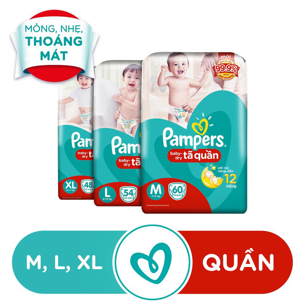 [NHẬP MKB65K GIẢM 65K ĐƠN TỪ 1TR] [HCM]Tã Quần Pampers Baby-Dry bịch Jumbo đại đủ size M60/L54/XL48