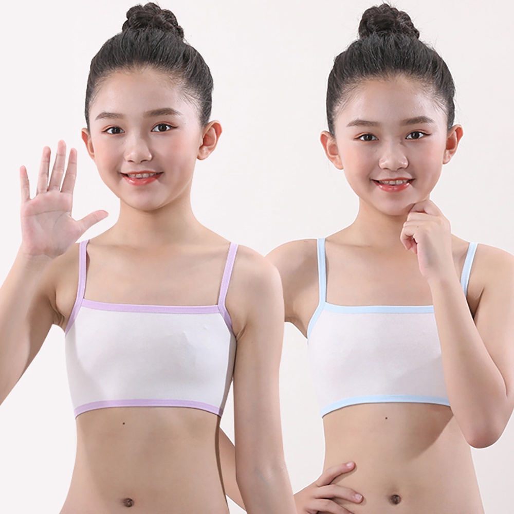 ♥Tigo♥ Girls Bra Cotton No Steel Ring Teenager Students Vest Bra Kids Bra Baby Bra No Bra Pads