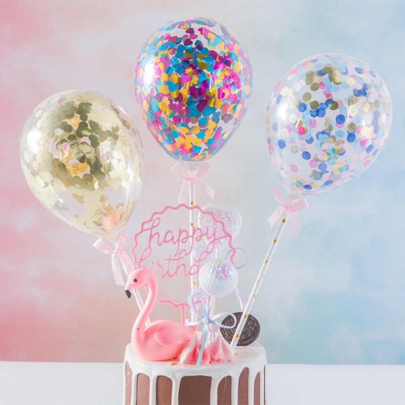 5 Quả bóng bay trong suốt kim tuyến Sequin trang trí sinh nhật 30cm