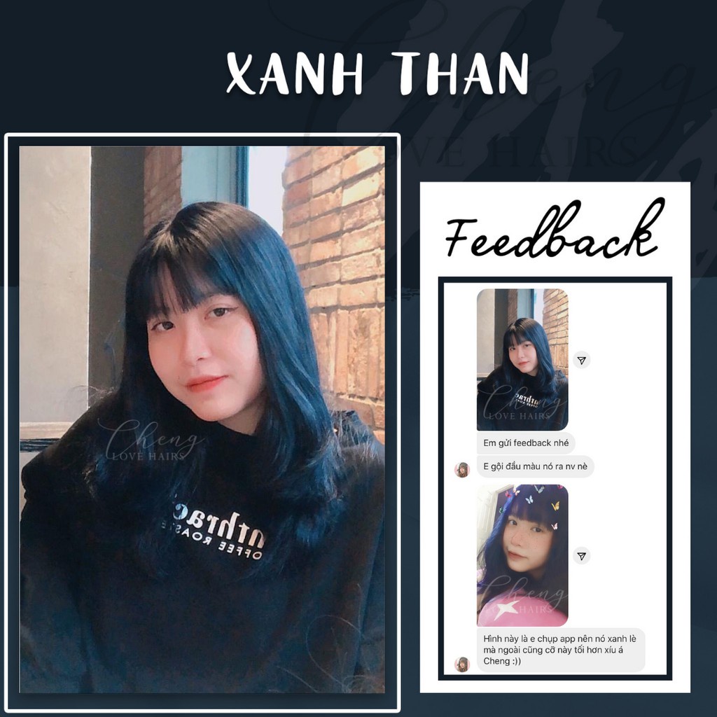 Thuốc nhuộm tóc XANH ĐEN, Xanh Than, Xanh Dương Đen không tẩy tặng oxi trợ nhuộm | Chenglovehair, Chenglovehairs