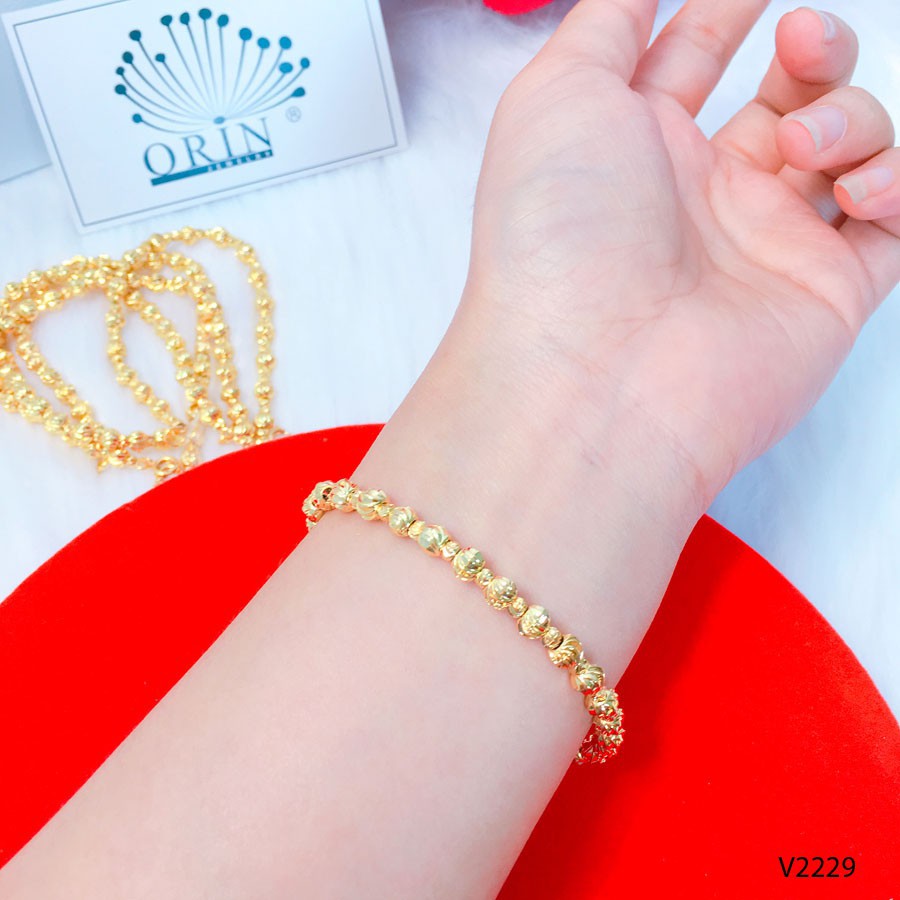 Vòng tay, lắc tay bi màu vàng hột to nhỏ bền màu thiết kế thời thượng