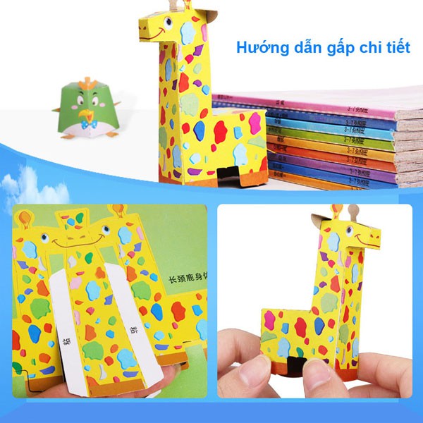 Bộ gấp giấy arigami 3D bìa cứng có màu phong cách nhật bản