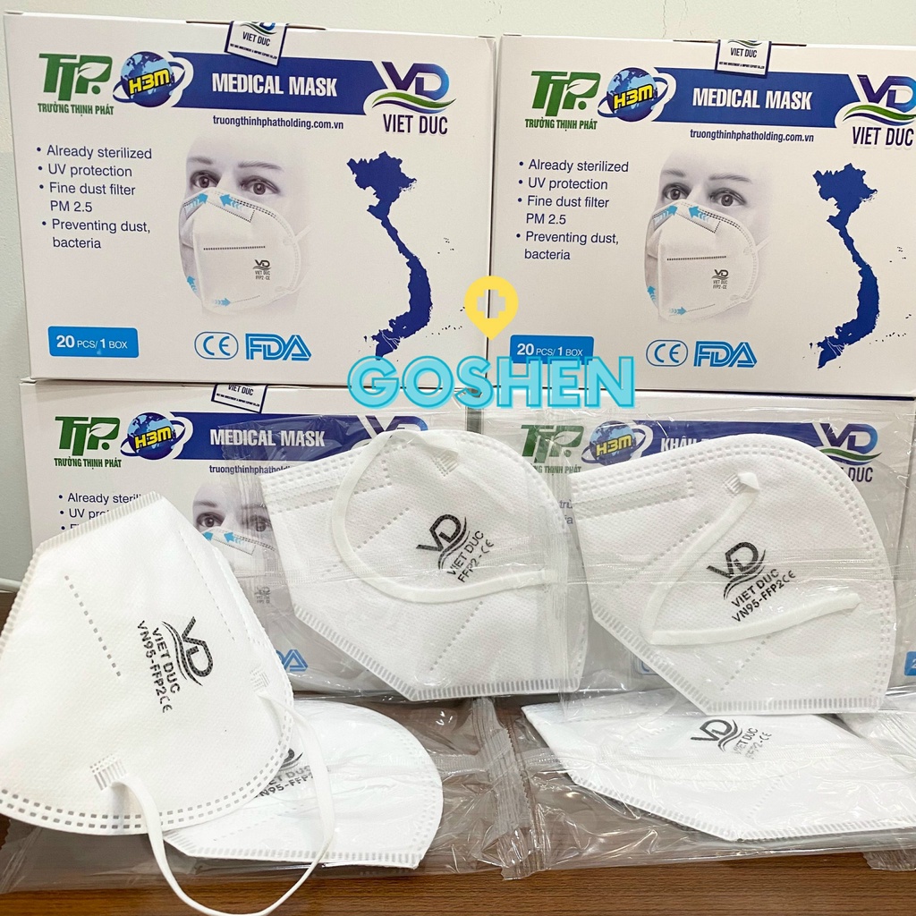Khẩu trang Y tế 5 lớp VN95 Việt Đức chính hãng lọc sạch bụi mịn, ngăn ngừa vi khuẩn