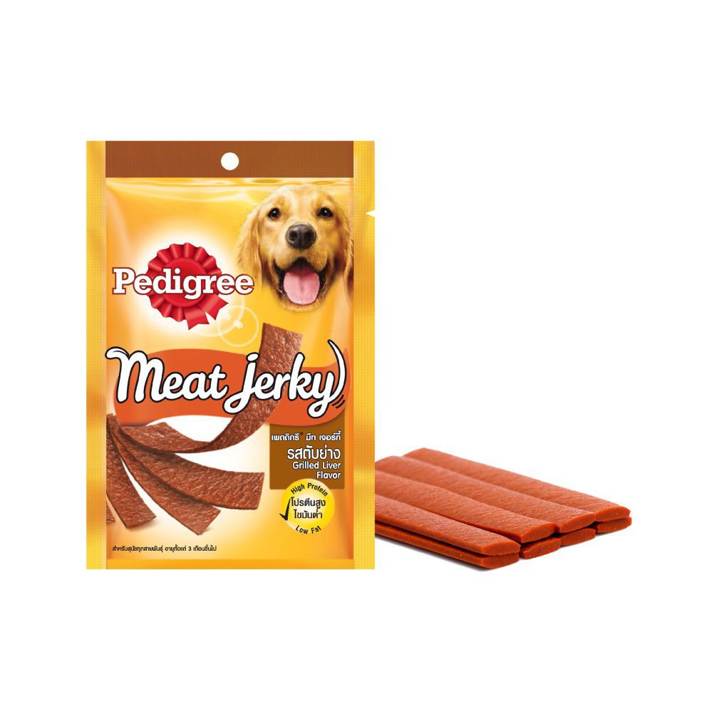 que thưởng Pedigree meat jerky 80gr cho chó