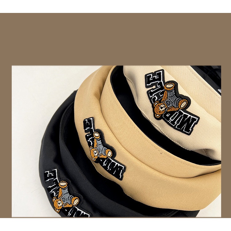Mũ Beret Thêu Hình Gấu Dễ Thương Phong Cách vintage Nhật Bản