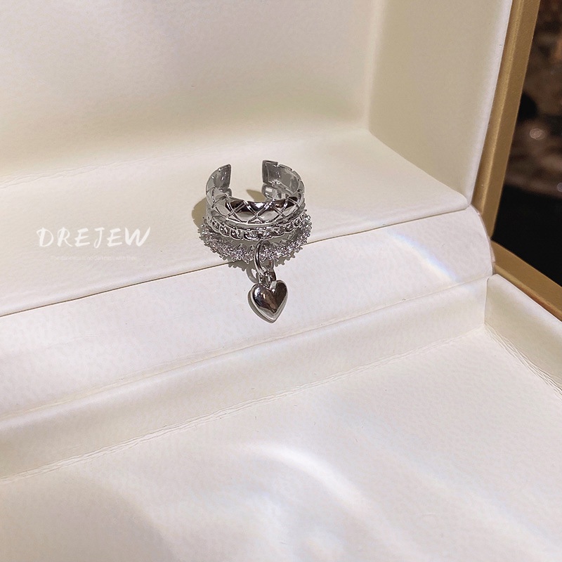 DREJEW Khuyên Kẹp Vành Tai Mạ Vàng Đính Đá Zircon Hình Trái Tim Phong Cách Cá Tính