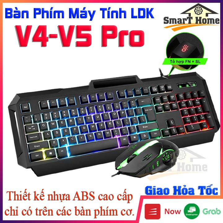 Bàn Phím Máy Tính V4-V5 Pro , Bộ Bàn Phím Chuột LDK V4-V5 Pro Có Dây / Đèn LED Gaming / Thiết Kế Chất Liệu ABS Cao Cấp