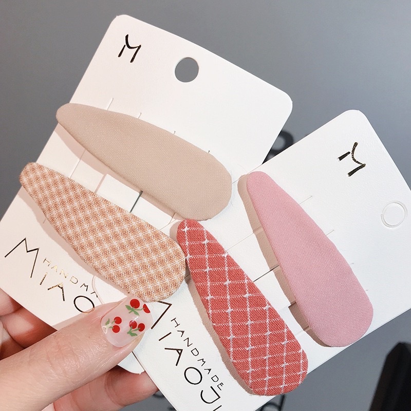 Set 2 Kẹp Tóc Vải Hình Giọt Nước Màu Sắc Ngọt Ngào Phong Cách Hàn Quốc Cho Phái Nữ