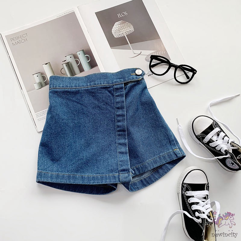 Quần Short Denim Lưng Thun Cho Bé Gái